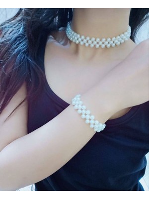 Ravinity Choker Kolye Bileklik Inci Set Bijuteri Set