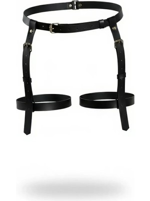 Beruflic Siyah Tanga - Külot Ayarlanabilir Deri Jartiyer - APFT1209