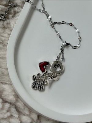 Evcil Hayvan Temalı Charmlı 316L Paslanmaz Çelik Kolye