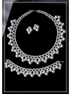 Ravinity Özel Tasarım Inci Kolye Küpe Bileklik Set Sevgililer Günü Hediye