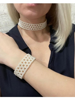 Ravinity Şık Sevgililer Günü Hediyesi Küçük Incili Kolye Bileklik Set