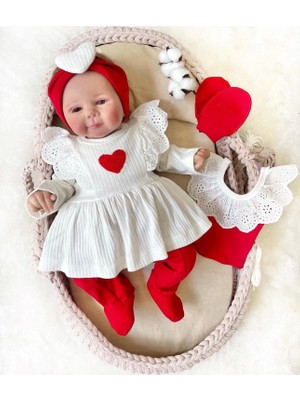 Çamaşır Kenti Kalp Baskılı Kutulu 5 Parça Hastane Çıkışı Seti %100 Pamuk