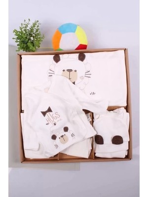 Çamaşır Kenti Ayıcık Desenli 10 Parça Kutulu %100 Pamuk Erkek Bebek Hastane Çıkışı