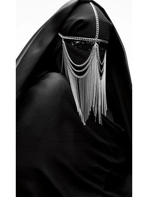 Ravinity Uzun Sallanan Zincirli Peçe, Gümüş Zincir Yüz Aksesuarı