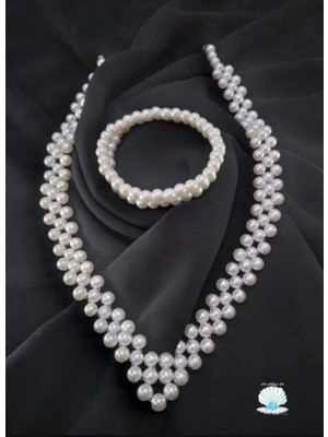 Ravinity Sevgillir Günü Hediyesi Şık Set Inci Kolye Bileklik Seti