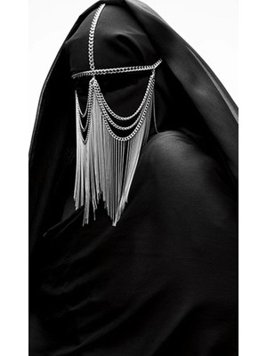 Ravinity Özel Tasarım Altın Zincirli Yüz Aksesuarı, Zincir Peçe