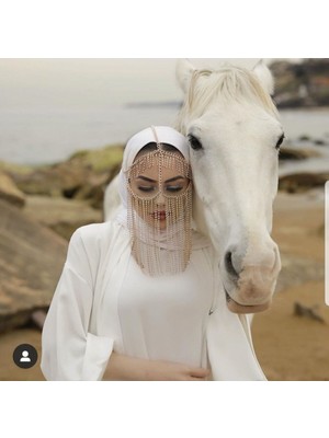 Ravinity Zarif ve Eşsiz Zincir Peçe, Kristal Taşlı Yüz Peçesi