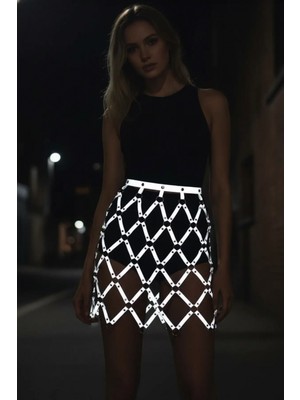 MiraLive Kare Detaylı Şık Deri Harness Etek - BRF694