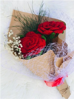 UltraMint El Örgüsü Sevgililer Günü Hediyesi, Kırmızı Solmayan Gül, Nostaljik Ambalaj (Ikili)