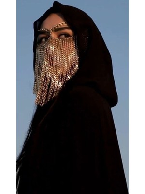 Ravinity Kalın Zincirli Yüz Peçesi, Gümüş Peçe