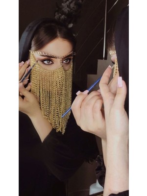 Ravinity Zincir Yüz Aksesuarı, Gümüş Zincirli Peçe