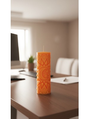 Raw Home Kozmik Aura Silindir Mum – Mandalina Kokulu | El Yapımı Soya Wax Dekoratif Tasarım Mum