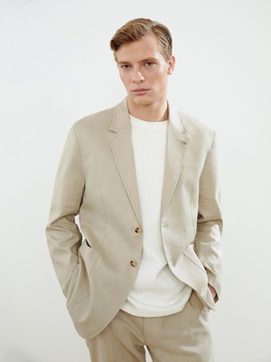 Lc Waikiki Yeni Sezon Standart Kalıp Keten Görünümlü Erkek Blazer Ceket