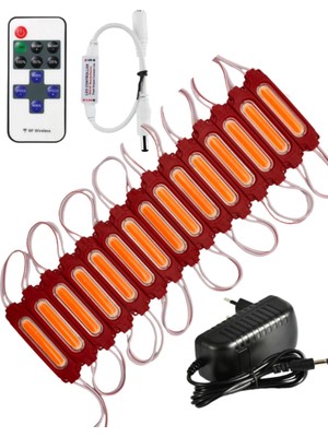 Powerr Led Aydınlatma 20 Adet 24 Volt 2 Watt Kırmızı Cob LED Modül 12A Tek Renk Rf Dimmer 2A Priz Tipi Adaptör Set
