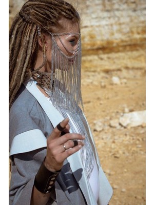 Ravinity Dikkat Çekici Eşsiz Yüz Peçesi, Dansöz Oryantal Zincirli Peçe