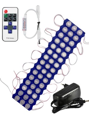 Powerr Led Aydınlatma 20 Adet 24 Volt 3 Watt 3 Lens Mavi 3030 LED Modül 12A Tek Renk Rf Dimmer 2A Priz Tipi Adaptör Set