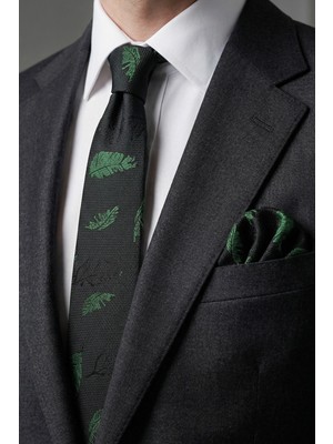 Milleniva Tüy Desen Yeşil Kravat & Mendil