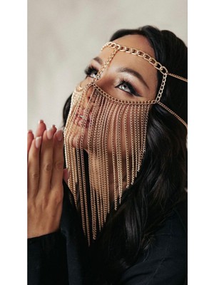 Ravinity Kalın Zincirli Yüz Peçesi, Oryantal Yüz Aksesuarı