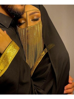 Ravinity Uzun Altın Zincirli Peçe, Yüz Aksesuarı