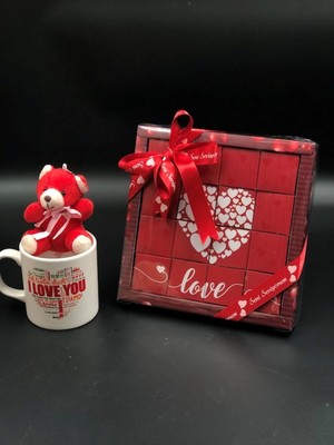 UltraMint 14 Şubat Sevgililer Günü Hediye Kupası, Ayıcık ve Madlen Çikolata Kutusu