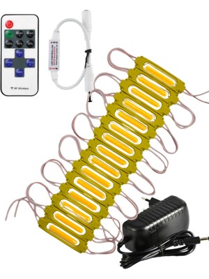 Powerr Led Aydınlatma 20 Adet 24 Volt 2 Watt Amber Cob LED Modül 12A Tek Renk Rf Dimmer 2A Priz Tipi Adaptör Set