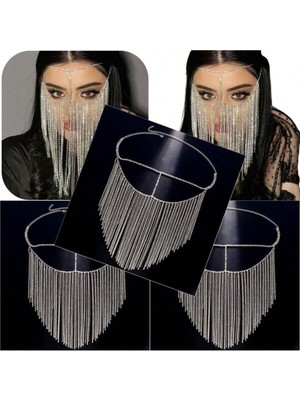 Ravinity Parlak Taşlı ve Zincirli Dansöz Yüz Maskesi Peçe