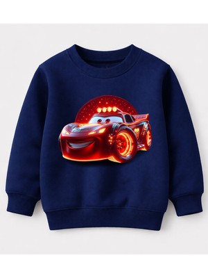 Efendioğlu Design Sweatshirt Alevli Şimşek Mcqueen Baskılı Pamuklu 3 Iplik Çocuk Sweatshirt