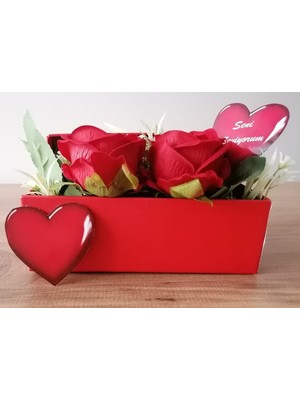 UltraMint Kadife Kırmızı Gül Çiçek Hediye Kutusu, Sevgililer ve Anneler Günü Için