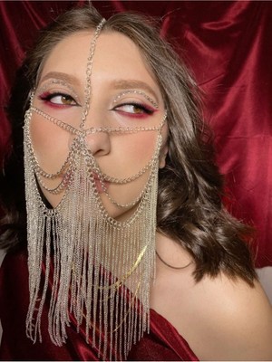 Ravinity Zincir Peçe, Kadın Dans Dansçı Dansöz Yılbaşı Maske