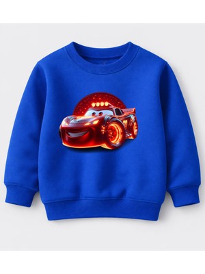 Efendioğlu Design Sweatshirt Alevli Şimşek Mcqueen Baskılı Pamuklu 3 Iplik Çocuk Sweatshirt