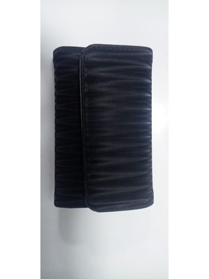 Zy Plus Siyah Desenli Suni Deri Cüzdan 14X10 cm