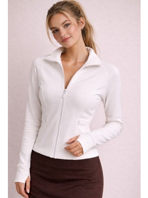 Fermuarlı Dik Yaka Sporcu Sweatshırt