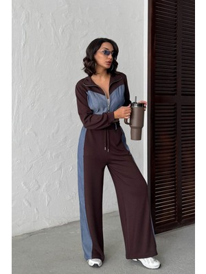 Lior Design Kahverengi Kot Kumaş Garnili Yumuşak Dokulu Pantolon Ceket Takım BCHN-25261021