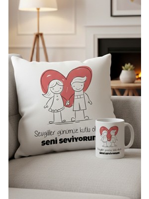UltraMint Sevgililer Günü Hediye Seti: Retro Tasarım Kupa ve Yastık
