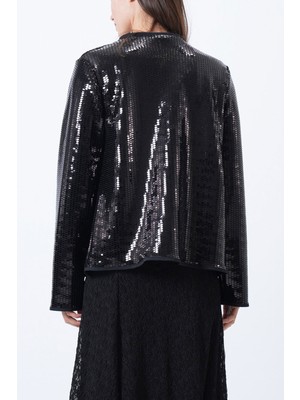 Lior Design Siyah Payetli Açık Form Ceket BCHESQ-251161