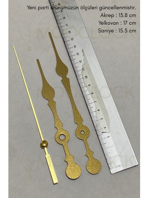 Normadia Altın Renkli Duvar Saati Mekanizması Akrep Yelkovan Saniye Seti 17X13.8 cm