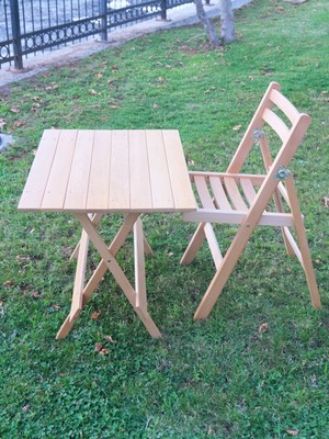 Armes Ev Concept Katlanabilir Ahşap Masa ve Sandalye Takımı - 1 Masa, 1 Sandalye