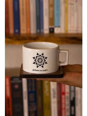 UltraMint Ahşap Kutu Nar Çiçeği Tasarımlı Hediye Fincanı, Sevgililer Günü Için Özel