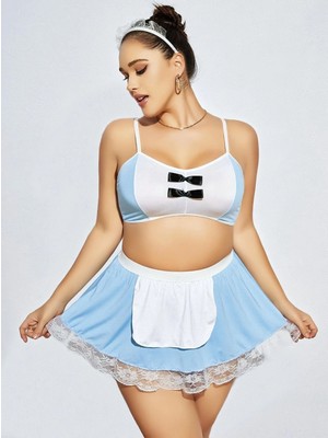 Narnuga Mini Etekli Büyük Beden Fantezi Hizmetçi Kostümü