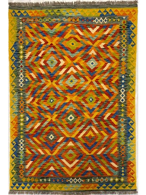 El Dokuma Orijinal Afgan Kilim 3 Metre Kare Kök Boya
