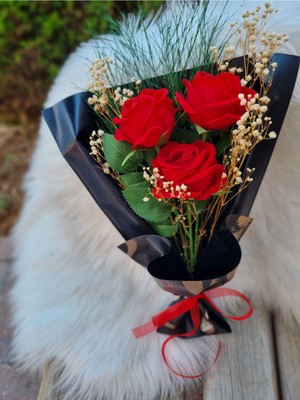 UltraMint 3'lü Solmayan Gül Buketi, Sevgililer Günü Için Özel Hediye