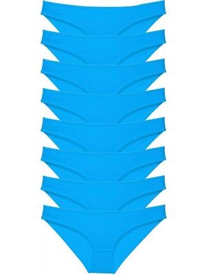 MiraLive 8 Adet Süper Eko Set Likralı Kadın Slip Külot Mavi