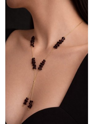 TRENDHAZAN Kobra Zincirli Lal Doğaltaş Kravat Kolye