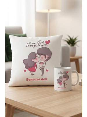 UltraMint Kişiye Özel Fotoğraflı Romantik Sevgililer Günü Kupa ve Yastık Seti