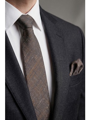 Milleniva Retro Desen Bronz Kravat & Mendil