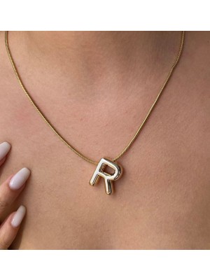 Linda Shop Altın Renk R Harf Çelik Balon Kolye