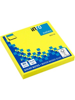 Marka Info Notes 75X75 mm Sarı Yapışkanlı Notluk 80 Syf