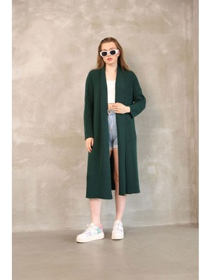 Lior Design Haki Maxi Boy Triko Hırka BCES-252037