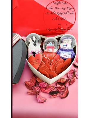 UltraMint Romantik Kalpli Kutu Sevgililer Günü Hediye Seti, 16 Cm, Özel Tasarım