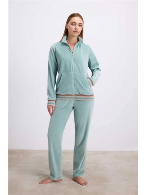 Narnuga Kadife Dokulu Uzun Kollu Sweatshirt ve Pantolon Takımı